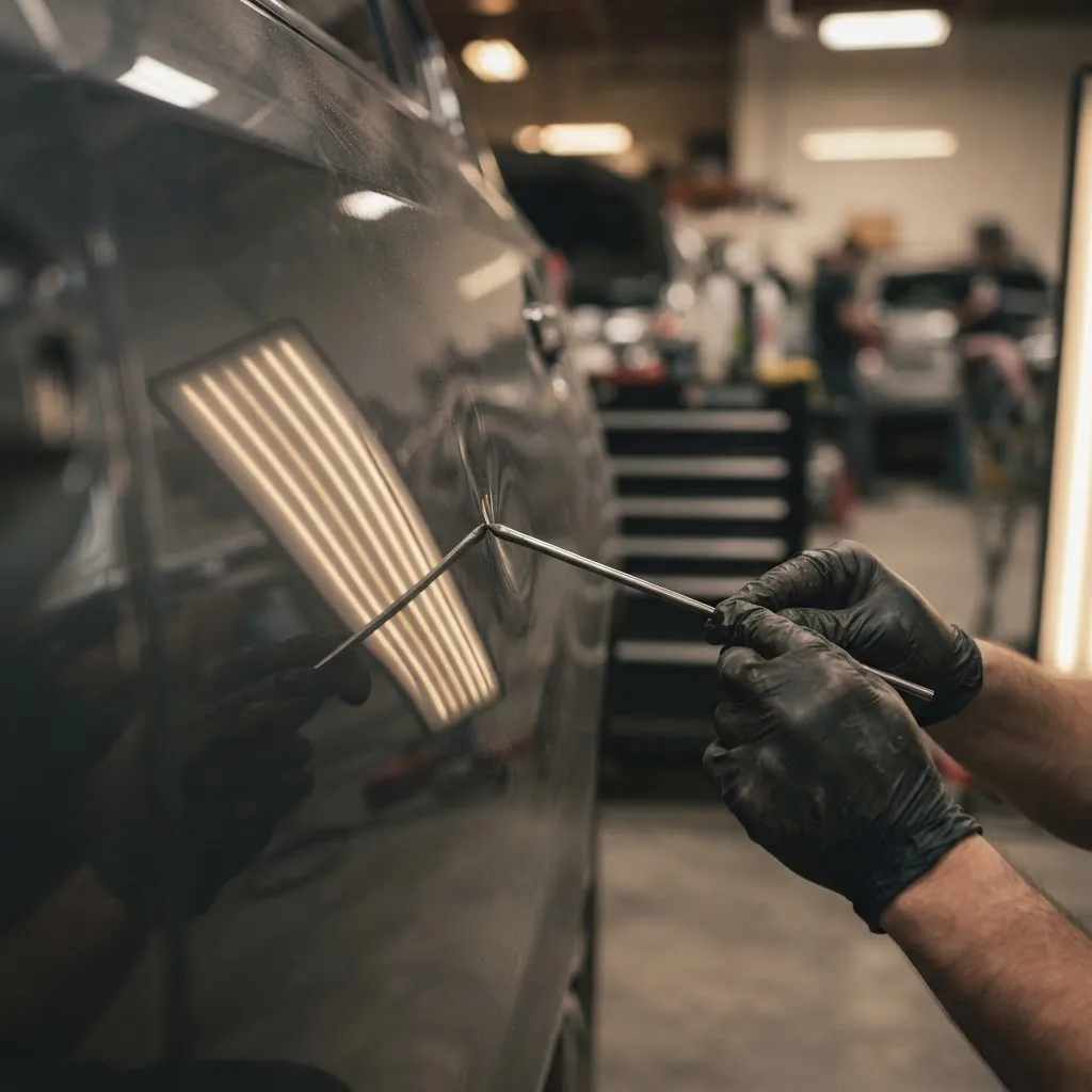 Paintless dent repair at Legacy Collision Center